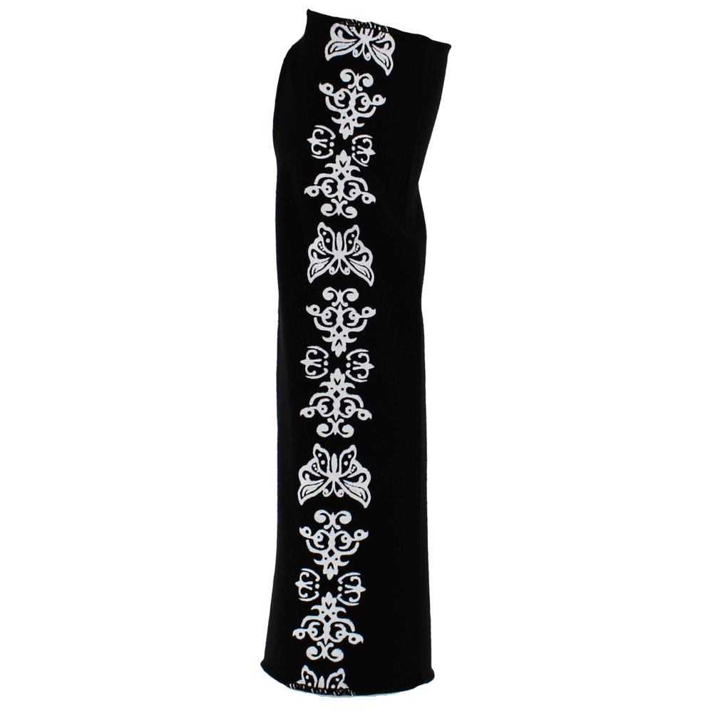 Zac's Alter Ego - Black Long Butterfly Print Fingerlose Handschuhe - Schwarz
